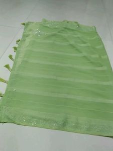 Elegant Green Striped Saree