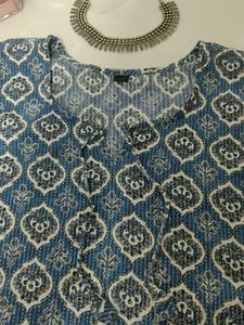 Blue Geometric Print Kurta💙✨🤍
