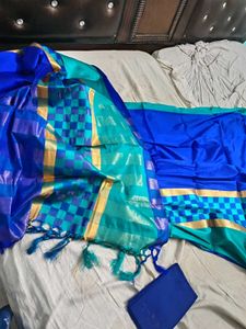 Vibrant Blue Silk Saree