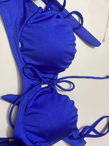 Royal Blue Bikini Set of 2 with Floral Print