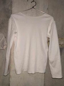 white top , square neck