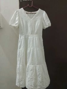White Tiered Midi Dress