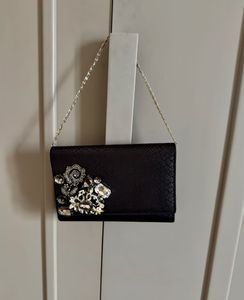 Embellished Black Clutch Bag