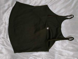 Olive Green Ribbed Tank Top