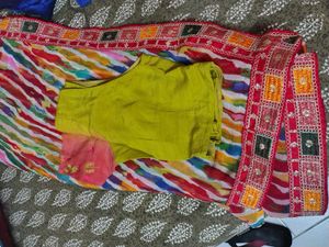beautiful laharia saree with stiched blouse