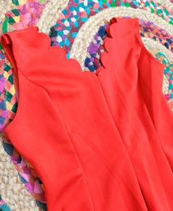 SHEIN Double V Neck Red Dress