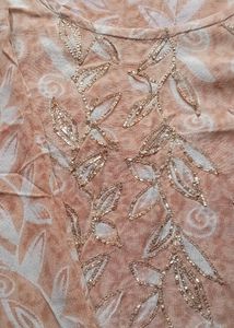 Elegant Embroidered Kurta ✨peach colour