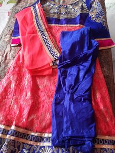 pink and navy blue salwar suit 3 piece