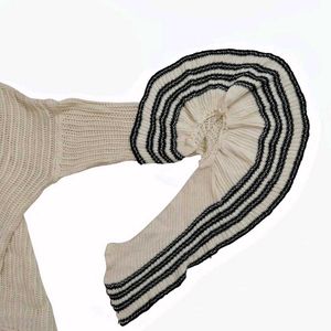 Cream Knit Sweater with Flared Sleeves