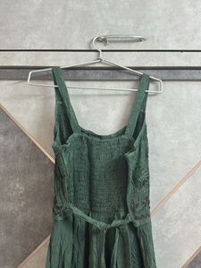 Boho Green Lace-Up Dress