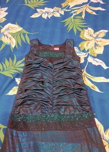 Sparkling Teal Gown with Ruched Bodice