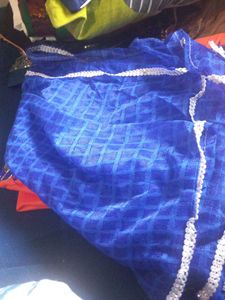 new Orange &amp; Blue Embroidered Dress Material