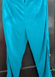 Turquoise Blue Bandhani Print Kurta Pant Dupatta M