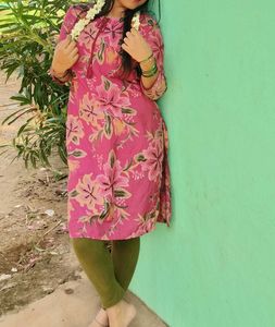 Floral Print Pink Kurti
