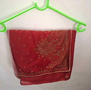 Rust orange double shade saree with blouse