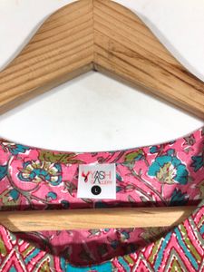 Pink Printed A-Line Kurta(Women’s)