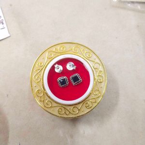 92.5 Square Blue cut stone Stud Earrings