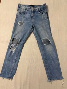 Zara Distressed Light Wash Jeans