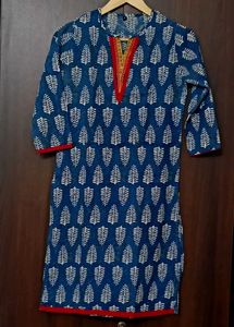 Stylish Blue Leaf Print Kurta