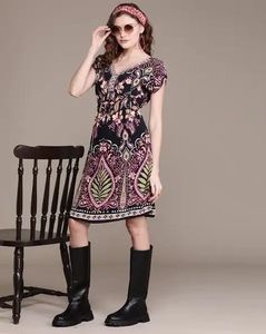 Label Ritu Kumar Boho Paisley Print V-Neck Dress