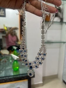 Stunning Blue Stone & Diamond Necklace