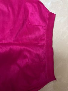 Vibrant Magenta Raw-Silk Straight Trousers