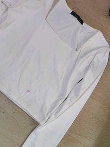White Long Sleeve Crop Top