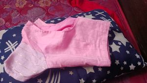 Baby Pink Saree with Silver Border