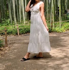 White Tiered Midi Dress