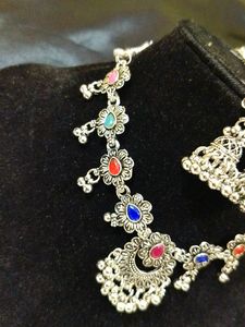 Oxidised Jhumki Set