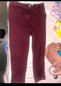 Maroon Fitted Pants