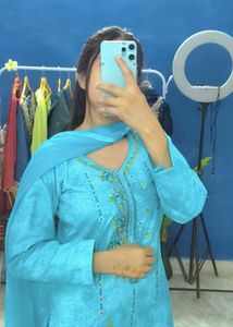 Beautiful Blue Kurta trouser chiffon dupatta