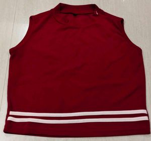 Maroon Sleeveless Mock Neck Crop Top