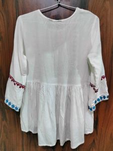 Embroidered White Kurta Top
