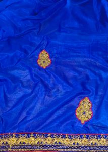 Royal Blue Embroidered Saree