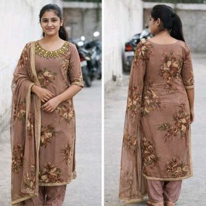 combo suit pink & white and golden brown