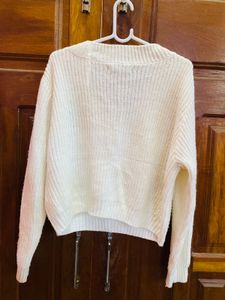 Cozy V-Neck Cream Knit Sweater