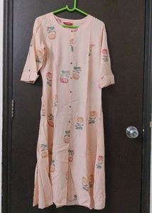 Peach Floral Print Kurta