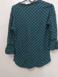 Green Printed Bell Sleeve Top