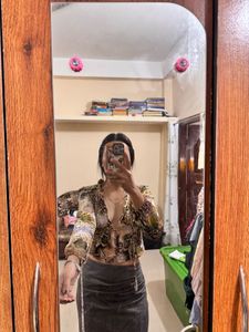 Chic Animal Print Cropped Blazer