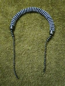 Vintage White And Black Beaded Collar Necklace Bra