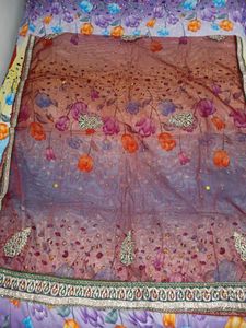Bridal Maroon Embroidered  Dupatta