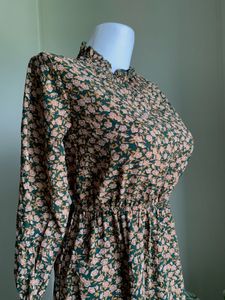 Floral Print Long Sleeve Midi Dress
