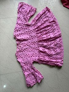 Pink Eyelet Mini Dress
