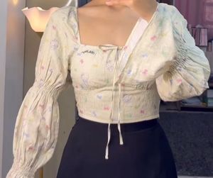 Cute Puff Sleeve Smocked Top