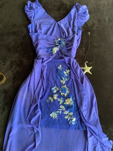 vintage Royal Blue Embellished Dress