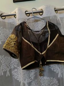 Elegant Golden Embroidered Saree