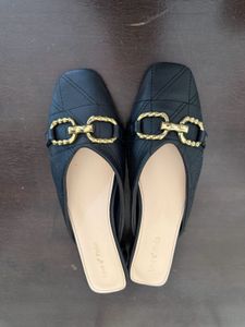Quilted Mules with Gold Horsebit Detail