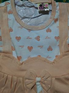 100% Cotton Cute Baby Girl's Peach Dress