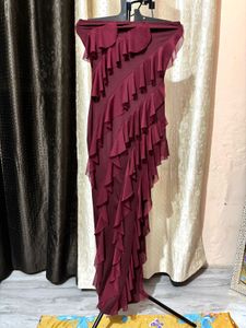 Burgundy Ruffled Maxi Dress